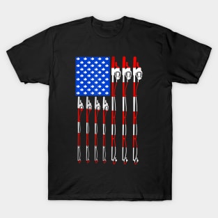 Patriotic Fishing American USA Flag Fishing Pole T-Shirt